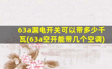 63a漏电开关可以带多少千瓦(63a空开能带几个空调)