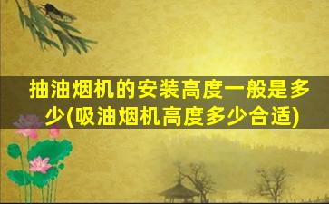抽油烟机的安装高度一般是多少(吸油烟机高度多少合适)