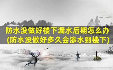 防水没做好楼下漏水后期怎么办(防水没做好多久会渗水到楼下)