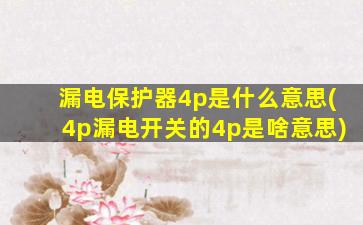 漏电保护器4p是什么意思(4p漏电开关的4p是啥意思)