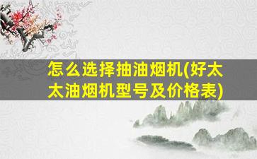 怎么选择抽油烟机(好太太油烟机型号及价格表)