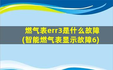 燃气表err3是什么故障(智能燃气表显示故障6)