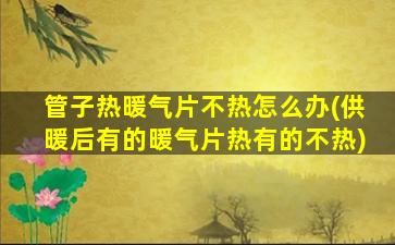 管子热暖气片不热怎么办(供暖后有的暖气片热有的不热)