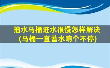 抽水马桶进水很慢怎样解决(马桶一直蓄水响个不停)