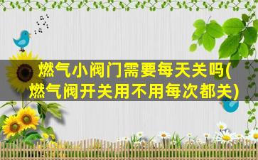 燃气小阀门需要每天关吗(燃气阀开关用不用每次都关)