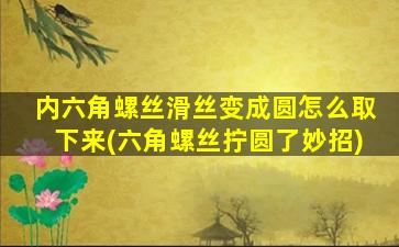 内六角螺丝滑丝变成圆怎么取下来(六角螺丝拧圆了妙招)