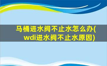 马桶进水阀不止水怎么办(wdi进水阀不止水原因)