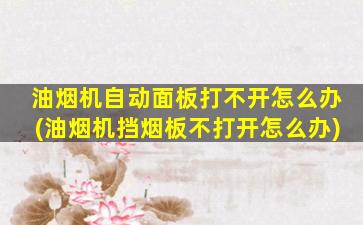 油烟机自动面板打不开怎么办(油烟机挡烟板不打开怎么办)