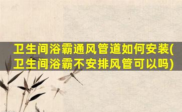 卫生间浴霸通风管道如何安装(卫生间浴霸不安排风管可以吗)
