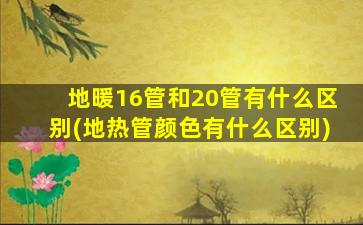 地暖16管和20管有什么区别(地热管颜色有什么区别)