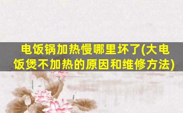电饭锅加热慢哪里坏了(大电饭煲不加热的原因和维修方法)