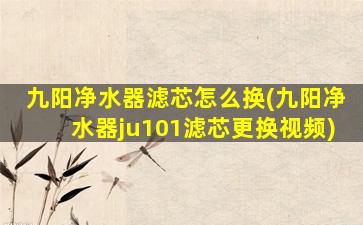 九阳净水器滤芯怎么换(九阳净水器ju101滤芯更换视频)