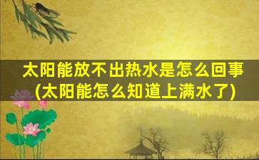太阳能放不出热水是怎么回事(太阳能怎么知道上满水了)
