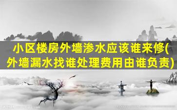 小区楼房外墙渗水应该谁来修(外墙漏水找谁处理费用由谁负责)