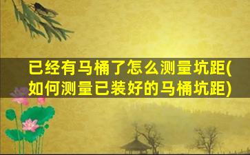 已经有马桶了怎么测量坑距(如何测量已装好的马桶坑距)
