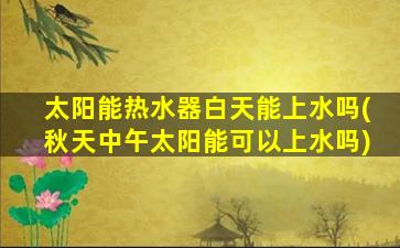 太阳能热水器白天能上水吗(秋天中午太阳能可以上水吗)