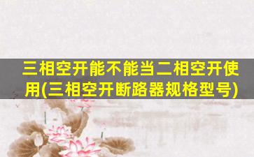 三相空开能不能当二相空开使用(三相空开断路器规格型号)