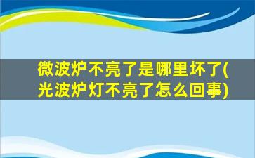 微波炉不亮了是哪里坏了(光波炉灯不亮了怎么回事)