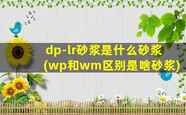 dp-lr砂浆是什么砂浆(wp和wm区别是啥砂浆)
