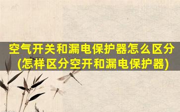空气开关和漏电保护器怎么区分(怎样区分空开和漏电保护器)