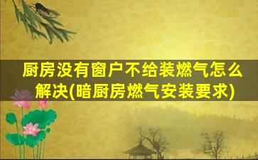 厨房没有窗户不给装燃气怎么解决(暗厨房燃气安装要求)