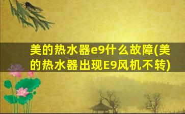 美的热水器e9什么故障(美的热水器出现E9风机不转)