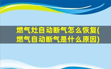 燃气灶自动断气怎么恢复(燃气自动断气是什么原因)