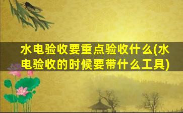 水电验收要重点验收什么(水电验收的时候要带什么工具)