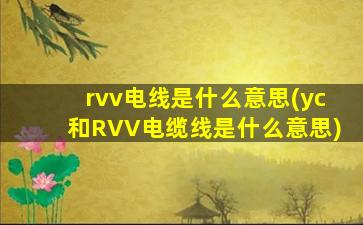 rvv电线是什么意思(yc和RVV电缆线是什么意思)