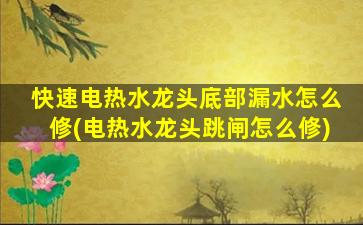 快速电热水龙头底部漏水怎么修(电热水龙头跳闸怎么修)