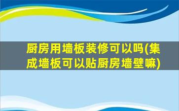 厨房用墙板装修可以吗(集成墙板可以贴厨房墙壁嘛)