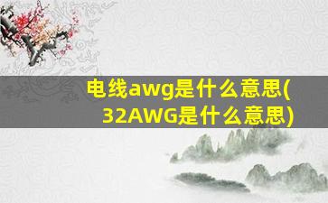 电线awg是什么意思(32AWG是什么意思)