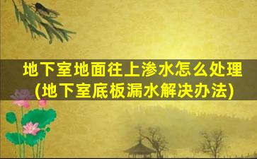 地下室地面往上渗水怎么处理(地下室底板漏水解决办法)