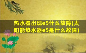热水器出现e5什么故障(太阳能热水器e5是什么故障)