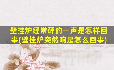 壁挂炉经常砰的一声是怎样回事(壁挂炉突然响是怎么回事)