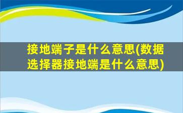 接地端子是什么意思(数据选择器接地端是什么意思)