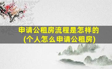 申请公租房流程是怎样的(个人怎么申请公租房)