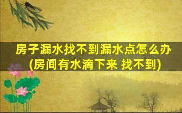 房子漏水找不到漏水点怎么办(房间有水滴下来 找不到)