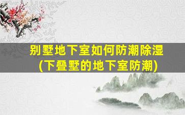 别墅地下室如何防潮除湿(下叠墅的地下室防潮)