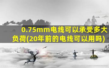 0.75mm电线可以承受多大负荷(20年前的电线可以用吗)