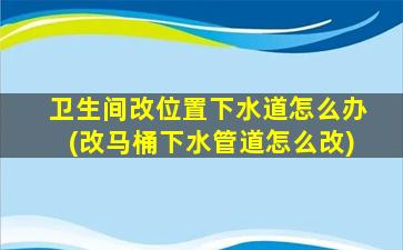 卫生间改位置下水道怎么办(改马桶下水管道怎么改)