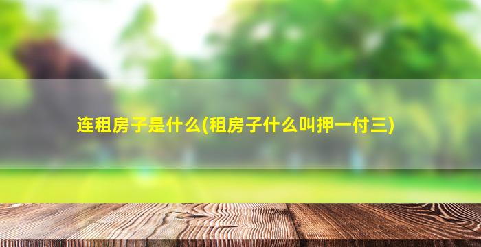 连租房子是什么(租房子什么叫押一付三)