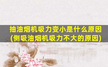 抽油烟机吸力变小是什么原因(侧吸油烟机吸力不大的原因)