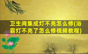 卫生间集成灯不亮怎么修(浴霸灯不亮了怎么修视频教程)