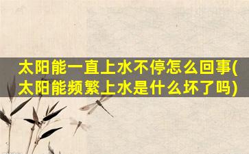 太阳能一直上水不停怎么回事(太阳能频繁上水是什么坏了吗)