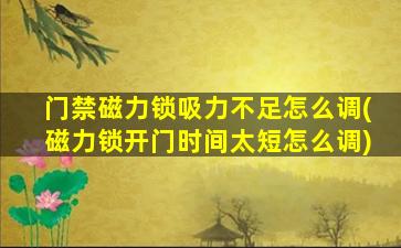 门禁磁力锁吸力不足怎么调(磁力锁开门时间太短怎么调)