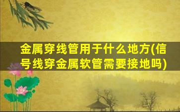金属穿线管用于什么地方(信号线穿金属软管需要接地吗)