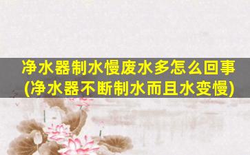 净水器制水慢废水多怎么回事(净水器不断制水而且水变慢)
