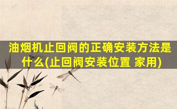 油烟机止回阀的正确安装方法是什么(止回阀安装位置 家用)