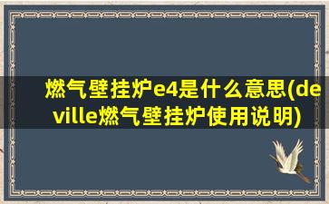 燃气壁挂炉e4是什么意思(deville燃气壁挂炉使用说明)
